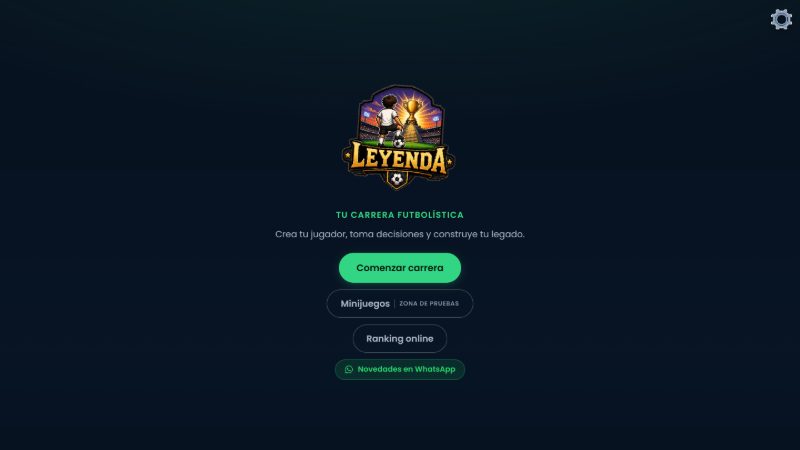 Pantalla inicial del simulador Leyenda