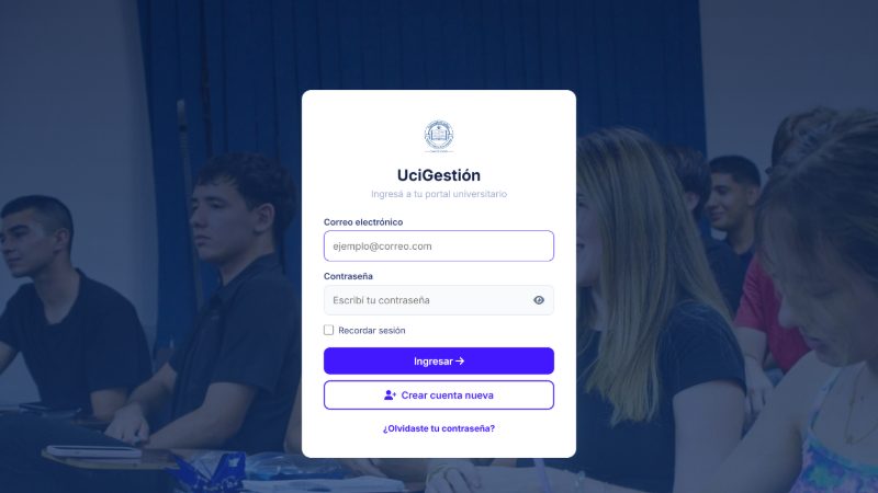 Pantalla de acceso de UciGestión